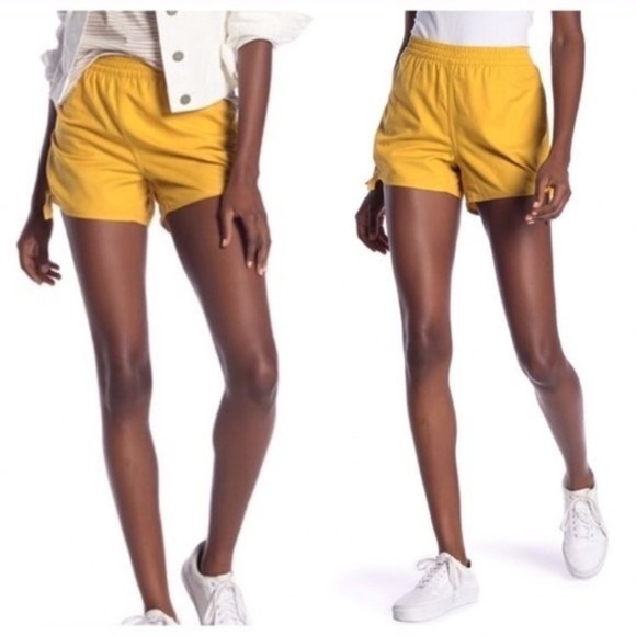 Madewell Side Tie Pull-On Shorts Greek Gold Size Large High Waisted - Picture 10 of 10